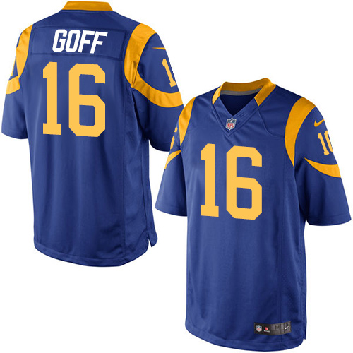 Men's Limited Jared Goff Nike Jersey Royal Blue Alternate - #16 NFL Los Angeles Rams